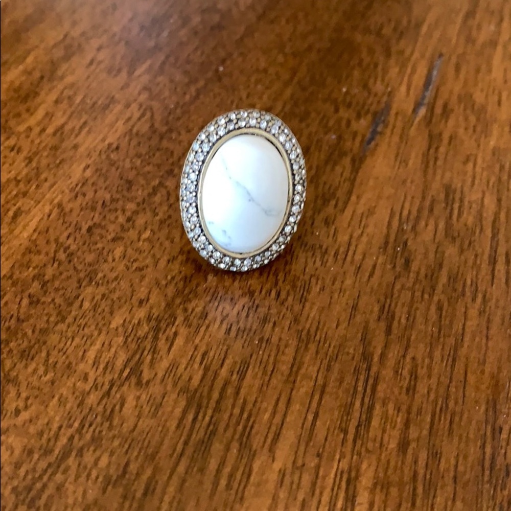 Howlite and Pave Oval Ring